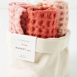 Anthropologie Coral and Pink Dishcloth Set